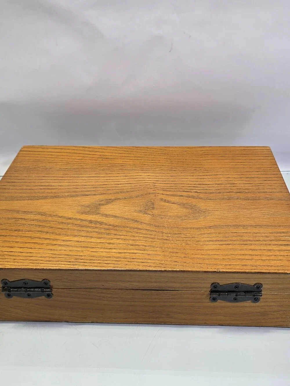 VTG MCM Wooden Anti Tarnish Silverware Flatware Storage Chest Box Holds 10 Slot